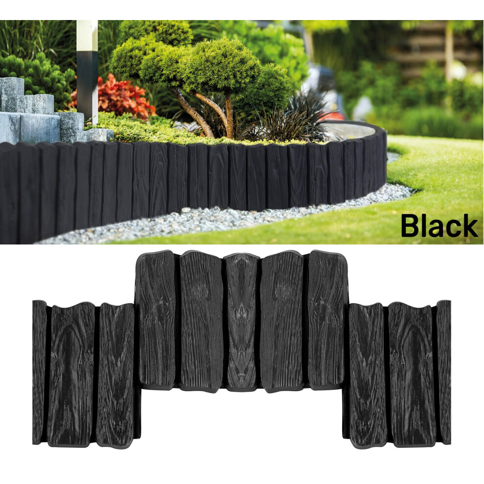 Flexible Garden Edging For Flower Beds, Lawn, Patio & Pavement, Wood Effect 2.3M Black 5056885801749
