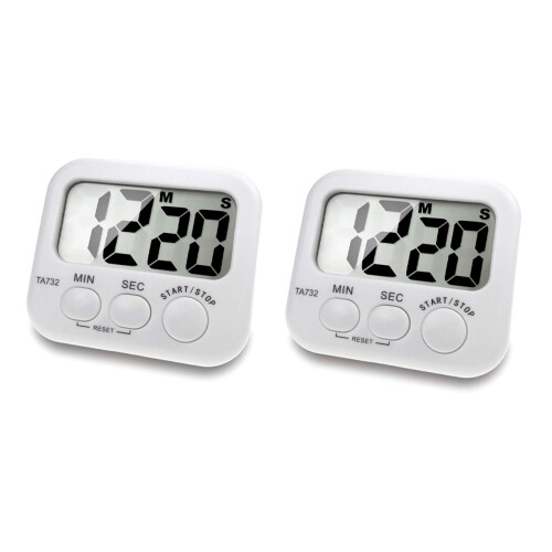 2X Digital Kitchen Timer, Large Screen Large Font Display, Magnetic Back Cooking Timer, Loud Alarm