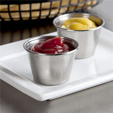 60 - Tasses à Sauce Condiment En Acier Inoxydable Brossé Premium Pots à Épices Bols à Trempettes Liquides - 2.5Oz 70Ml