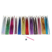 Hair Tinsel Strands with Tools 12 Colors Hair Tinsel Strands Kit, Hair Extensions Glitter Shiny Silk Tinsel