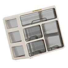Cream Plastic 3 Layer Desk Organizer with Drawer