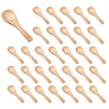 90 Pieces Small Wooden Spoons Nature Wooden Spoons Tasting Spoons Condiments Salt Spoons(Natural Wood Color)