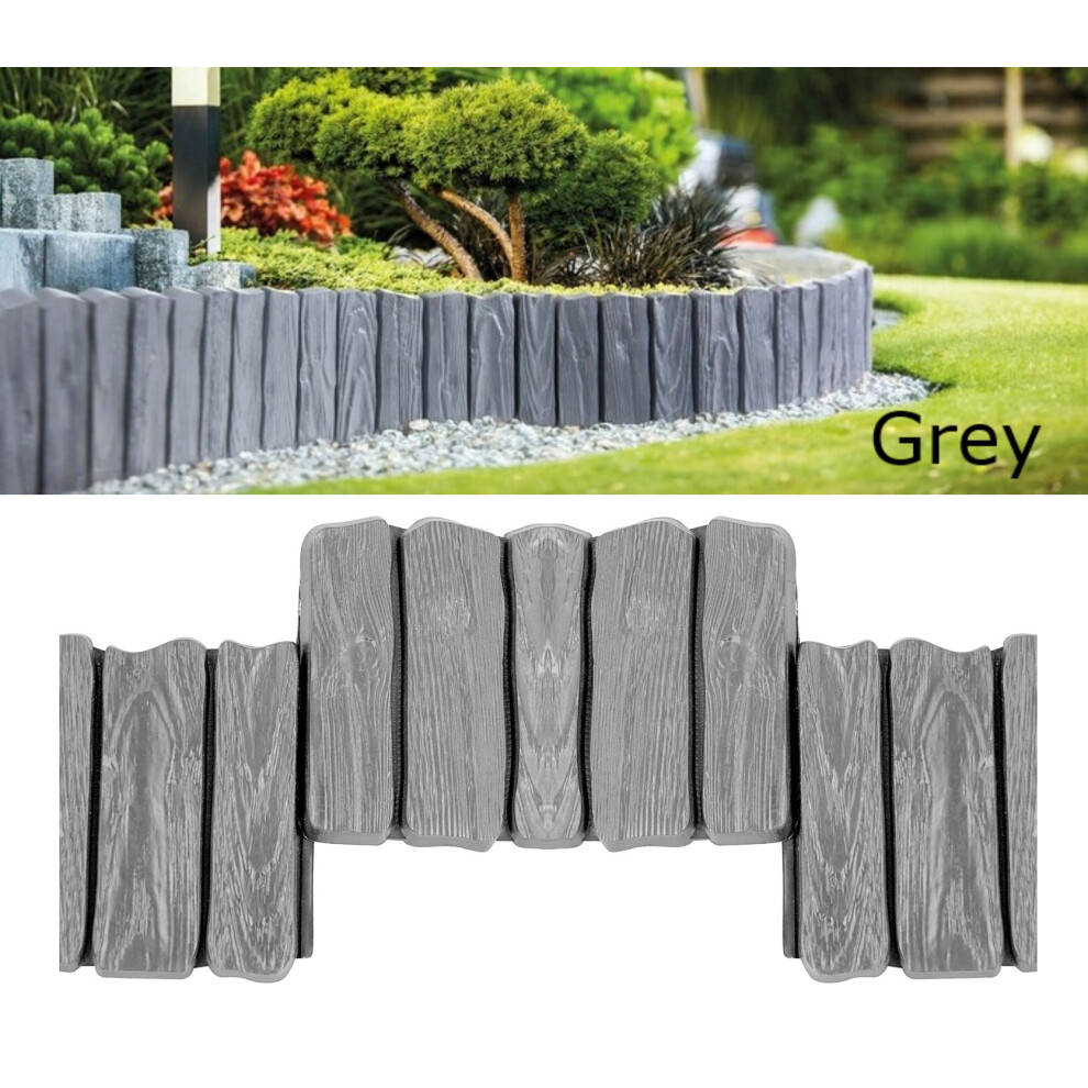 Flexible Garden Edging For Flower Beds, Lawn, Patio & Pavement, Wood Effect 2.3M Grey 5056885801763
