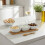 4pc Porcelain Dip Bowls Set Bamboo Tray Square Dish Board 4