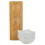 4pc Porcelain Dip Bowls Set Bamboo Tray Square Dish Board 7