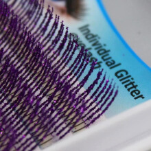 Glitter C Curl Wimpernverlängerungen 0,15 mm, 12 mm, Silber & Lila