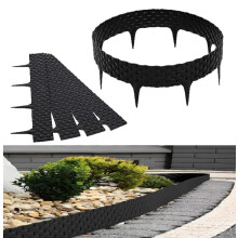 BLACK Rattan Effect Lawn Edging, Flexible Plastic Garden Border for Flower Beds&Paths 2.4m