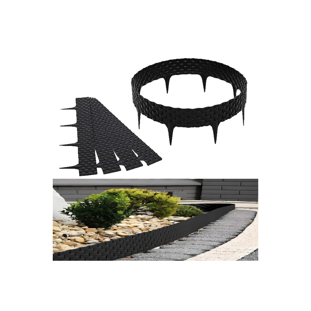 Black Rattan Effect Lawn Edging, Flexible Plastic Garden Border For Flower Beds&Paths 2.4M 5056885801770