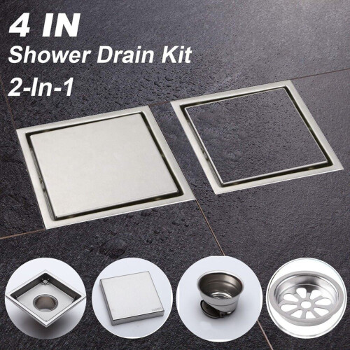 Polished Square Shower Drain Cover - Easy Cleaning