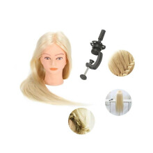24" Echthaar-Salon-Friseur-Trainingskopf-Mannequin-Puppe + Klemme