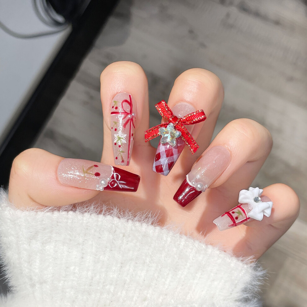 Zhouq-Outdoors (1368) Rhinestone False Nails - Long Lasting & Waterproof