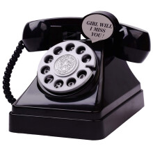 (Black, The New) Rotary Landline Telephone Piggy Bank Antique Decorative Telephones Piggy Bank for Collecting Cash and Coin