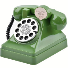 (Green, The New) Rotary Landline Telephone Piggy Bank Antique Decorative Telephones Piggy Bank for Collecting Cash and Coin