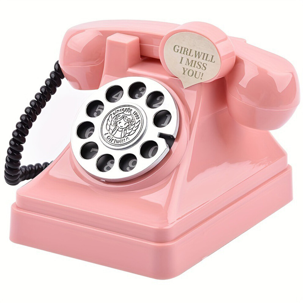 (, The New) Rotary Landline Telephone Piggy Bank Antique Decorative Telephones Piggy Bank For Collecting Cash And Coin Pink 6431700007305