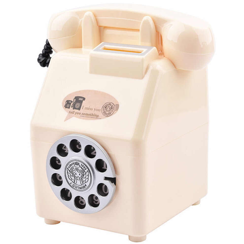 (, Old Style) Rotary Landline Telephone Piggy Bank Antique Decorative Telephones Piggy Bank For Collecting Cash And Coin White 6431700007381