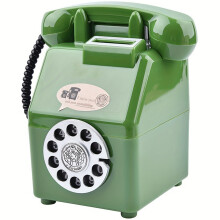 (Green, Old Style) Antique Rotary Phone Piggy Bank for Cash & Coins