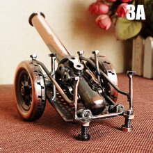 (Red and copper, P003A) Mini Cannon Model Retro Figurines Home Decor Tabletop Figurines for Entryway TV Stand Decor