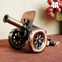 (Red and copper, P004A) Mini Cannon Model Retro Figurines Home Decor Tabletop Figurines for Entryway TV Stand Decor