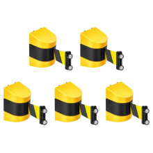 5pcs 16.4 Ft Magnetic Retractable Wall Barrier Magnetic Wall Mount Crowd Control Retractable Safety Belt Striped Belt