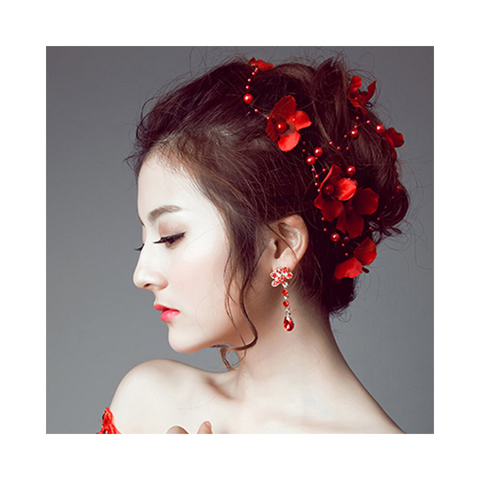 Dcph-Clothing Pearl Flower Headband For Women Wedding Hair