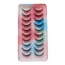 (SA210) 10 Pairs Thick False Eyelashes Lengthening Soft Curl Long-Lasting Lashes for Makeup Salon Wedding Dating