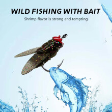 (Black, Small (20 pieces/box)) Bionic Fly Fishing Bait with Fish Attractant, Salt/Freshwater