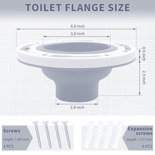 Universal Grey Toilet Flange Kit Silicone ABS 3in
