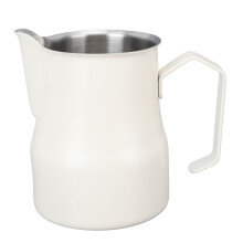 450 ml Edelstahl-Milchkanne – Weiß, tropffreier Milchaufschäumer für Kaffee
