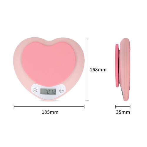 1g Accuracy Digital Kitchen Scale 5kg, Compact Heart Shape Food Scale 1