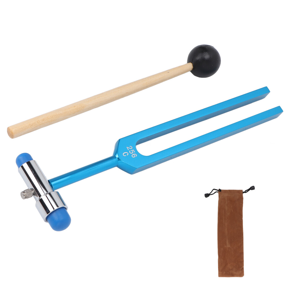 Blue 256C Aluminum Alloy Stress Relief Resonant Tuning Fork With Hammer & Storage Bag Â
