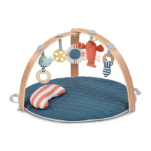 INGENUITY Wende-Spielmatte für Babys - Marin - faltbar, abnehmbare Holzspielbogen, 5 Spielzeuge, Spiegel, Kissen