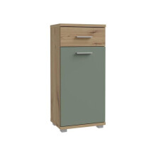 Badunterschrank - Eiche-Dekor und Salbeigrün - L40,2 x B28,9 x H87,6 cm - CHAMP