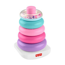 Entwicklungs-Spielzeug - FISHER-PRICE - Regenbogen-Pyramide Rosa - 5 Ringe - Feinmotorik - Ab 6 Monaten