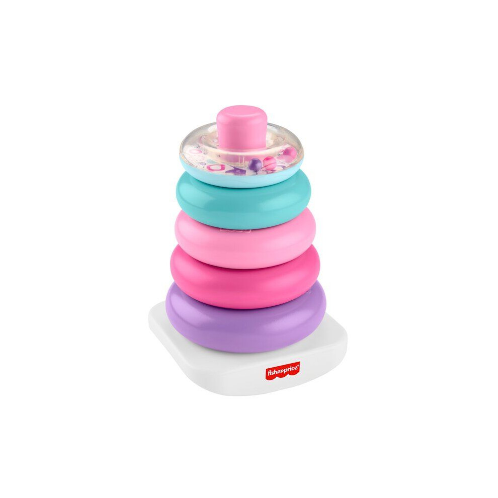 Fisher-Price Activity Toy - Rainbow Pyramid - 5 Rings - Fine Motor Skills - 6 Months And Up Pink