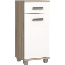 Badunterschrank - L40,2 x P34,8 x H 90,8cm - Weiß und Eiche - VERIS