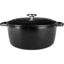 Cocotte mit Deckel - COSY & TRENDY - FONTESTIC - Emaille-Gusseisen - Ø24 cm - 4,6 L - Für alle Herdarten einschließlich Induktion - Schwarz