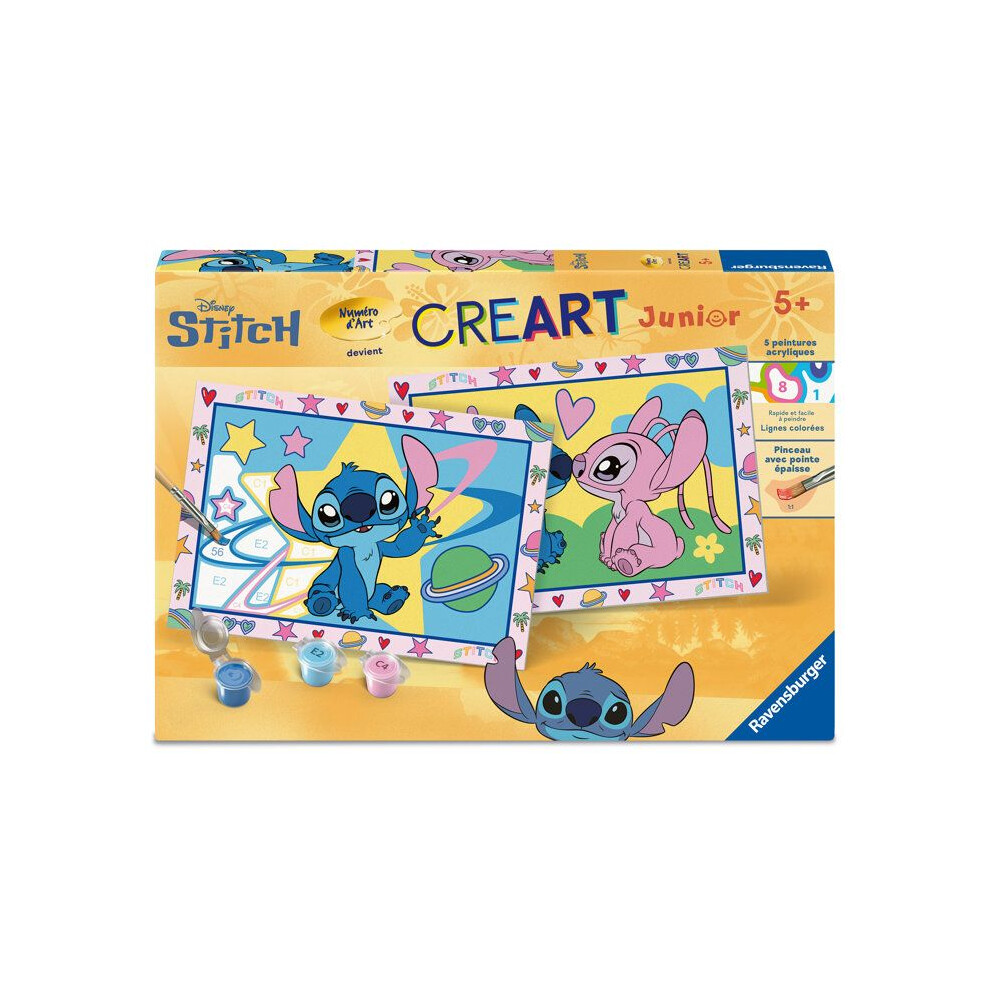 New Ravensburger – Creart Junior – Art Number – Stitch – Paint By Numbers Kit – From 5 Years – 12023214