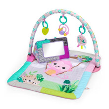 BRIGHTS STARTS Faltbare Baby-Spielmatte in Rosa, Spielbogen, 5 Baby-Spielzeuge, Spiegel, Karten, Rechenspiel und Beißring
