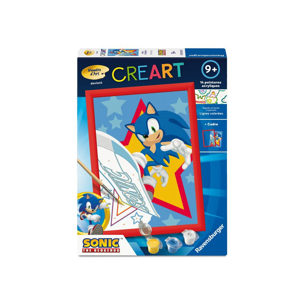 Ravensburger – Creart Kids 18X24cm – Art Number – Sonic – Paint By Numbers Kit – From 7 Years – 12023230