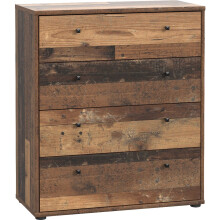 Kommode TEMPRA 4 Schubladen - Dekor altes Holz – B 73,7 T 34,8 H 85,5 cm