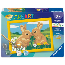 Ravensburger – CreArt Kids 13x18cm – Kunstnummer – Süße Kaninchen – Malen nach Zahlen Set – Ab 7 Jahren – 12023216