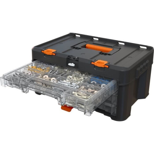 3 Schubladen Organizer - WORX BY KETER - STACK N ROLL - 48 x 33 x 23 cm - Schwarz