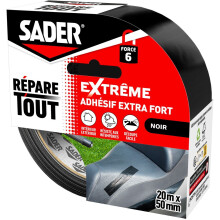 Extra strong adhesive - SADER - Repairs everything extreme - Indoor & Outdoor - All surfaces - Black - Easy to cut - 20 m x 50 mm