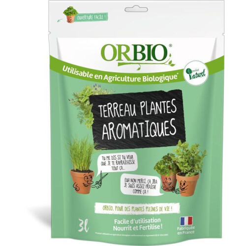 Herb plant soil - ORBIO - 3 L - Specific substrate for herbs - Optimized drainage