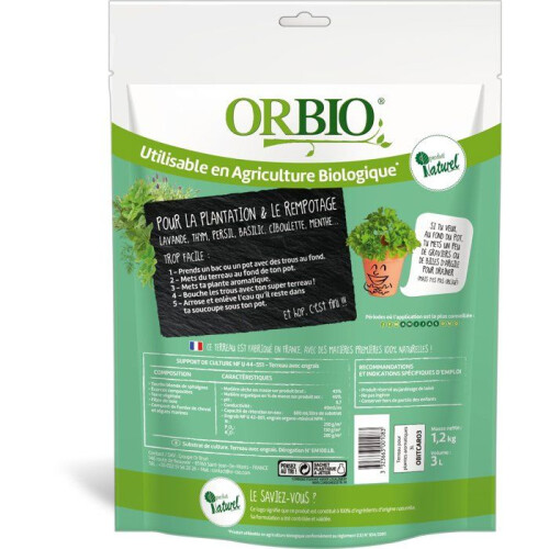 Herb plant soil - ORBIO - 3 L - Specific substrate for herbs - Optimized drainage 1