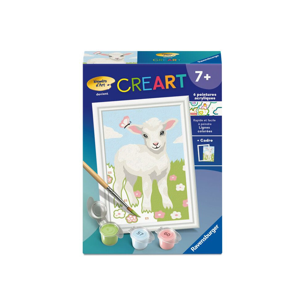Ravensburger – Creart Kids 8X12cm – Art Number – Sheep – Paint By Numbers Kit – From 7 Years – 12023215