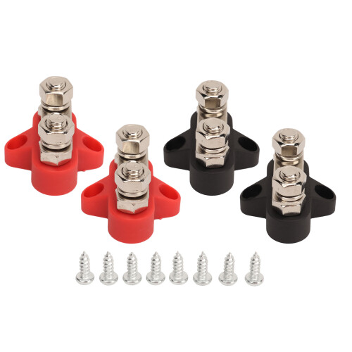4 Pack DC 12-48V M8 Battery Power Stud Dual Distribution Terminal Bus Bar 2