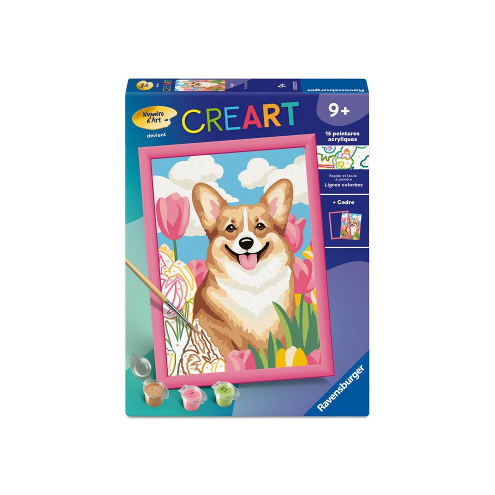 Ravensburger – Creart Kids 18X24cm – Art Number – Corgi – Paint By Numbers Kit – From 9 Years – 12023222