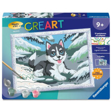 Ravensburger – CreArt Kids 18x24cm – Kunstnummer – Huski Schnee – Malen nach Zahlen Set – Ab 7 Jahren – 12023226
