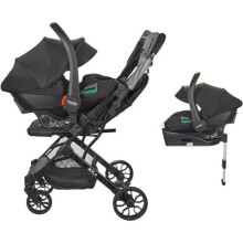 NANIA - Kombikinderwagen 2-in-1 mit Autositz Rimini + Isofix-Basis - MYLA - 4 Räder - Schwarz